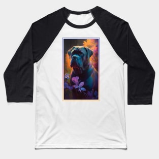 Cane Corso Dog Vibrant Tropical Flower Tall Digital Oil Painting Portrait Baseball T-Shirt